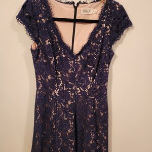 Eliza J Navy Blue Lace Dress